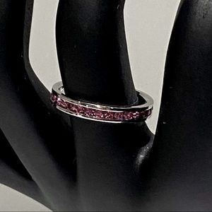 925 Sterling Silver Womens Pink Swarovski Crystal Ring Size 8 Kylie Jenner Style